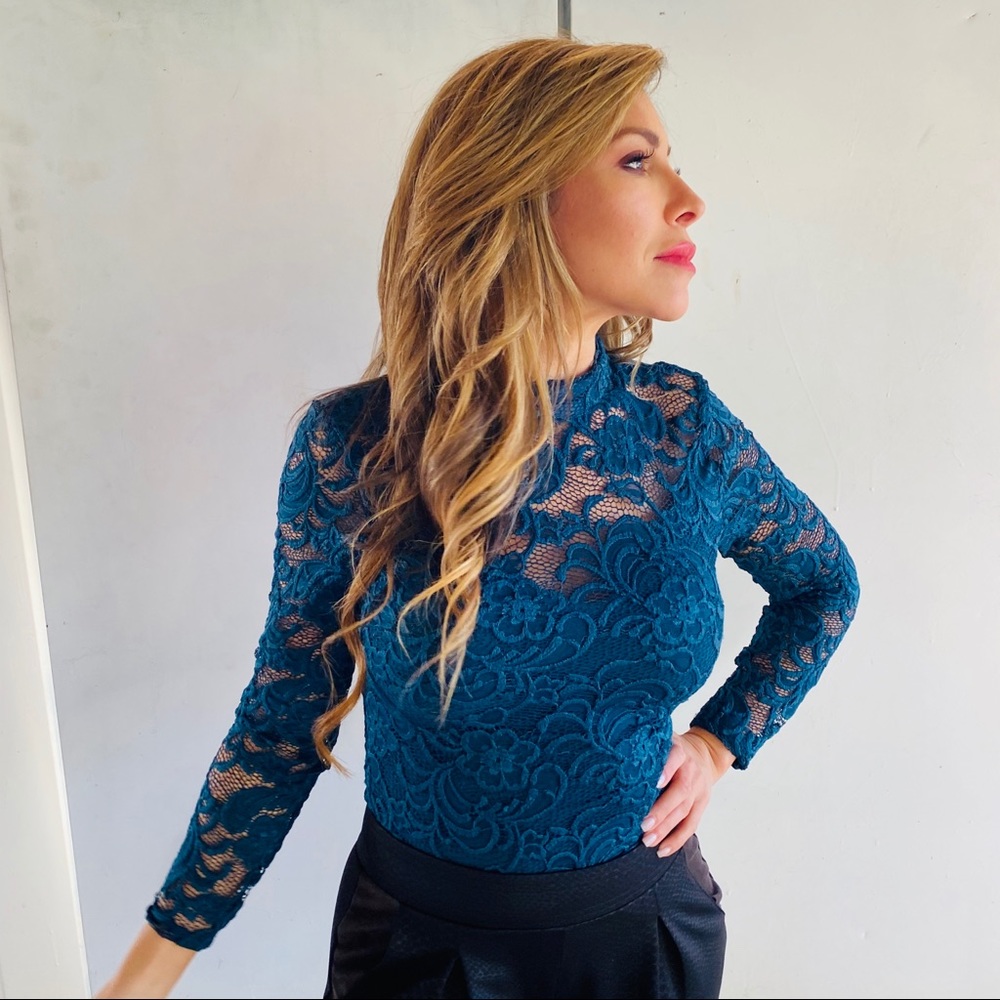 Lace🔹 3/4 Sleeve top Teal
